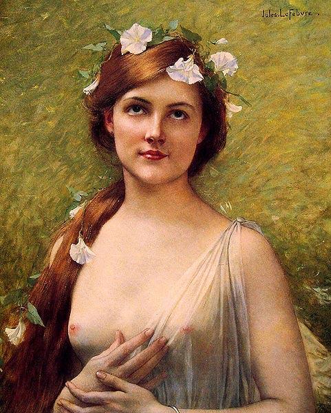 Young Woman with Morning Glories in Her Hair, Jules Joseph Lefebvre